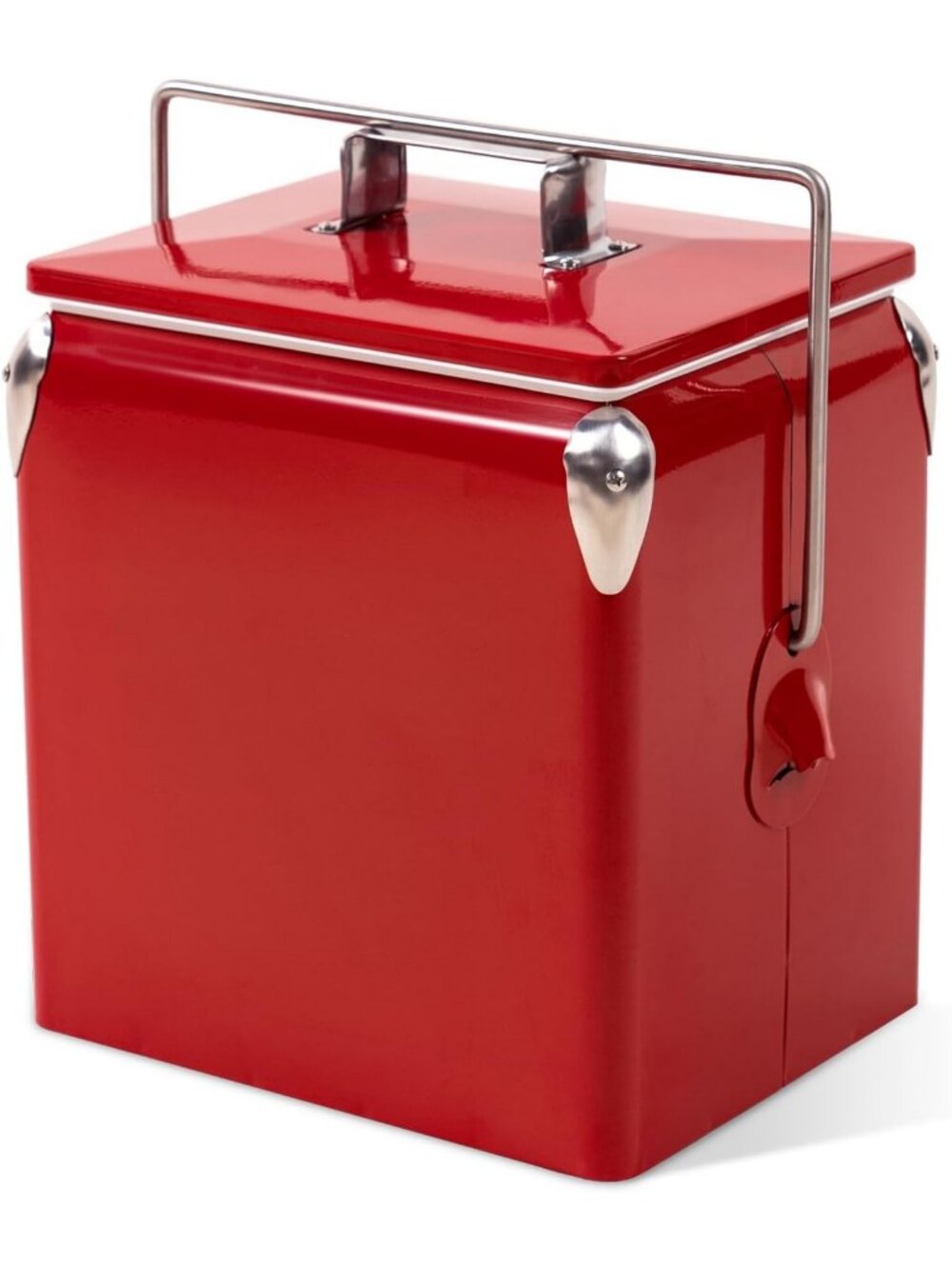 Vintage Metal Cooler 14 Quart - Portable Waterproof Ice Chest with Bottle Opener